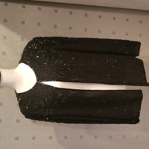 JMD Black Evening Jack, embellished with black sequins and beads, Size XL